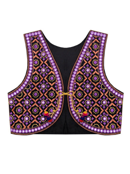 Gilet mirrorwork paars